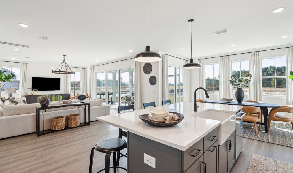 Kitchen with white apron-front sink