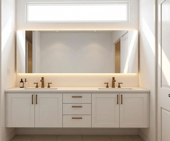 1921 West St - 2nd floor primary bathroom rendering, selections will vary and subject to change