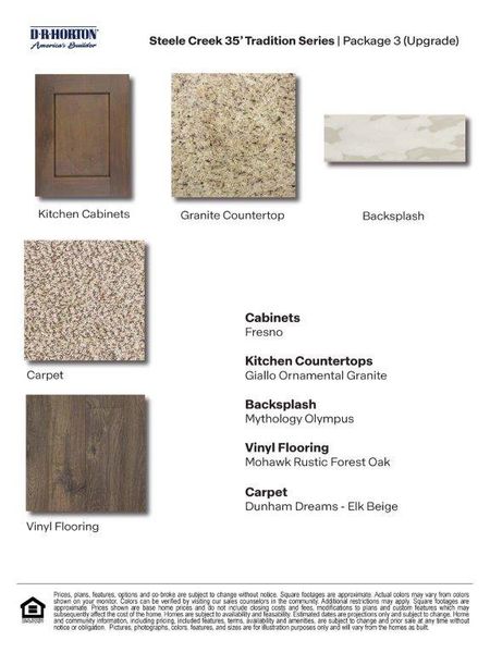 Materials commonly used for homes built from the The Lombardi by D.R. Horton in Steele Creek, Cibolo (Image 3).