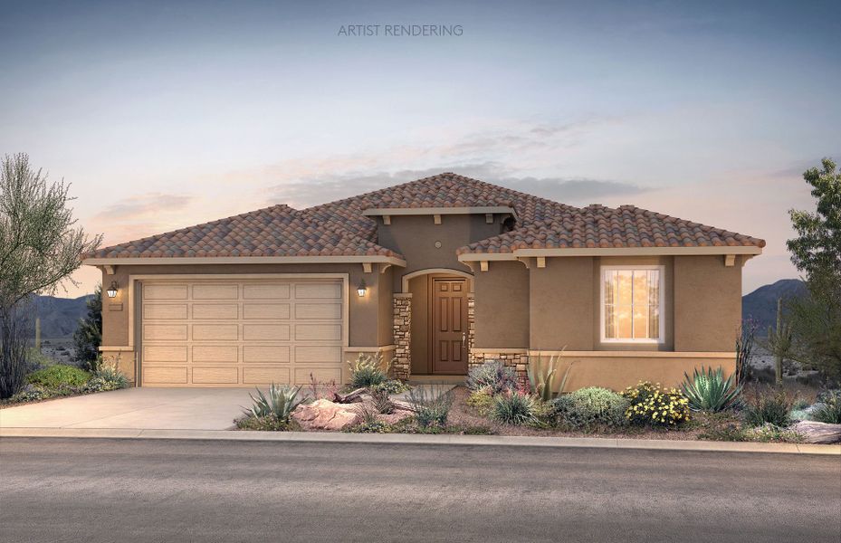 Representative exterior photo of a completed home built from the Parklane by Pulte Homes in Allen Ranches, Litchfield Park, AZ (Image 17).