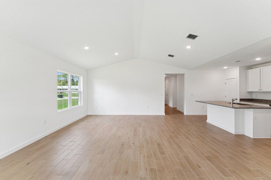 Kitchen, Great Room & Dining Area