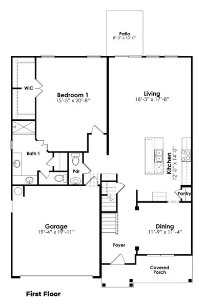 2D floor plan layout for the Tillman by D.R. Horton in Old Chapin Reserve, Lexington, SC (Image 3).
