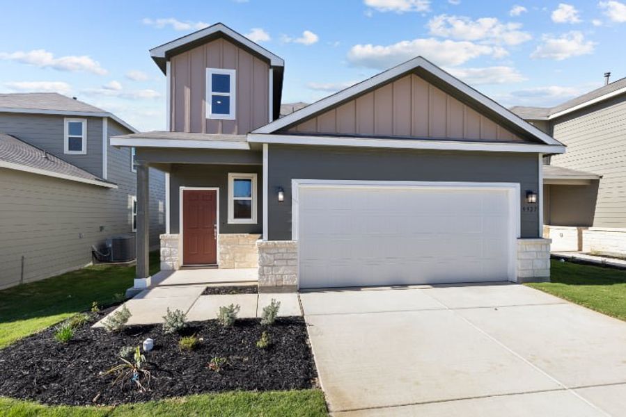 Front exterior of a new home in Hacienda, San Antonio, TX, highlighting curb appeal (Image 2). Front exterior of a new home in Hacienda, San Antonio, TX, highlighting curb appeal (Image 2).