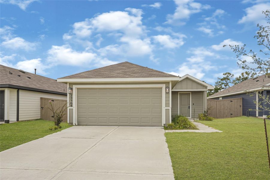 Front exterior of a new home in Presswoods, Splendora, TX, highlighting curb appeal (Image 19).