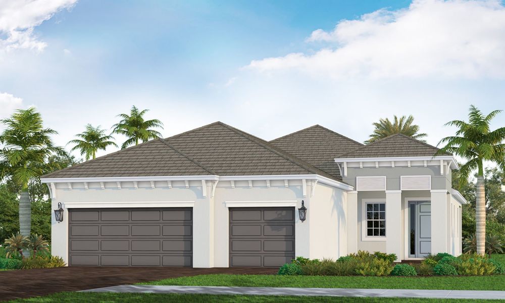 Representative exterior photo of a completed home built from the Bright Meadow by Neal Communities in Grand Park, Sarasota, FL (Image 2). Representative exterior photo of a completed home built from the Bright Meadow by Neal Communities in Grand Park, Sarasota, FL (Image 2).