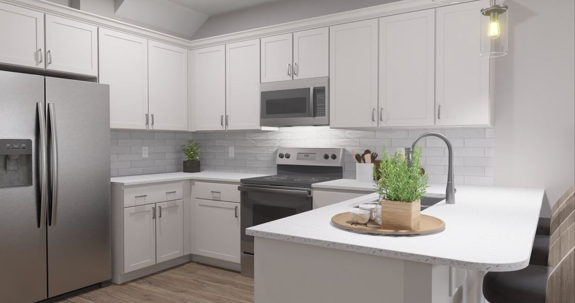 Virtually staged rendering - features may vary. Kitchen