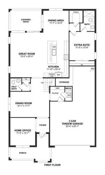 2D floor plan layout for the Vallejo by K. Hovnanian® Homes in Salerno Reserve - Single Family, Stuart, FL (Image 3).