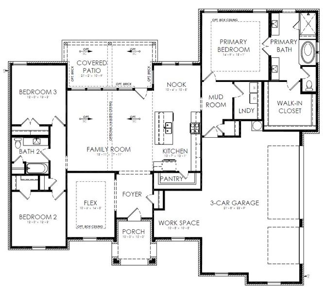 2D floor plan layout for the The Jordan II by Doug Parr Custom Homes in Monarch Manor, Poolville, TX (Image 3).