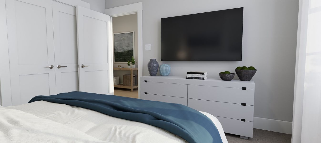 Representative furnished interior of a home built from the Atlas End Unit by Baker Residential in Atwater Station - Midtown Collection, Fuquay Varina (Image 25).