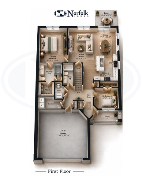 2D floor plan layout for the The Arbor by Norfolk Homes in Wellesley Woods, Ypsilanti, MI (Image 2). 2D floor plan layout for the The Arbor by Norfolk Homes in Wellesley Woods, Ypsilanti, MI (Image 2).