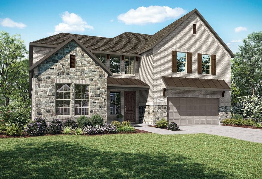 Representative exterior photo of a completed home built from the Dylan by Tri Pointe Homes in Somerset Park, Rockwall, TX (Image 17).