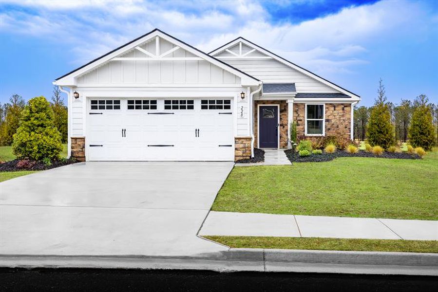 Representative exterior photo of a completed home built from the Aruba Bay by Ryan Homes in Linwood Estates, Lexington, NC (Image 1).