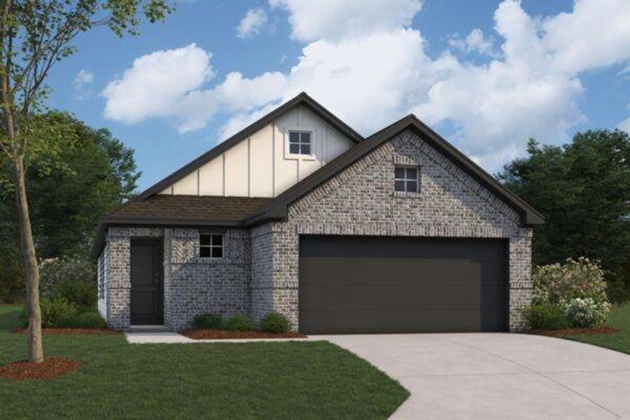Front exterior of a new home in Ambrose, La Marque, TX, highlighting curb appeal (Image 1). Front exterior of a new home in Ambrose, La Marque, TX, highlighting curb appeal (Image 1).