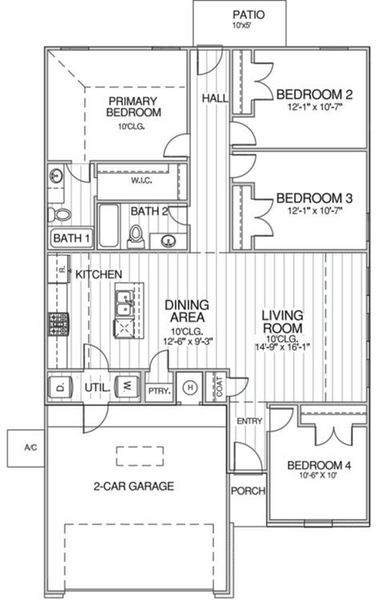 2D floor plan layout for the Spruce by Home Creations in Hill & Dale Ranch, Splendora, TX (Image 3). 2D floor plan layout for the Spruce by Home Creations in Hill & Dale Ranch, Splendora, TX (Image 3).