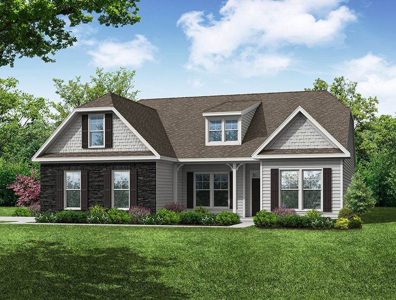 Representative exterior photo of a completed home built from the Caldwell by Eastwood Homes in Twin Creek Forsyth, Kernersville, NC (Image 7).