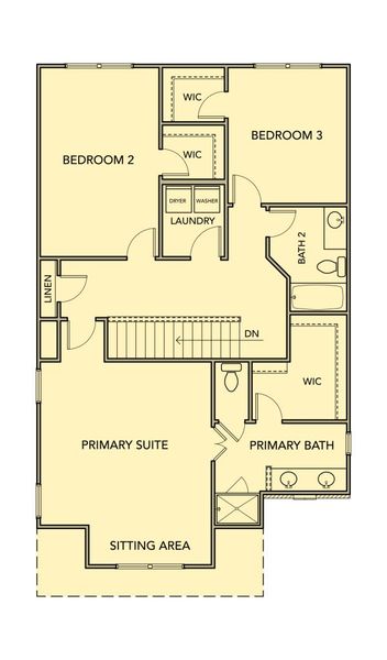 2D floor plan layout for the Seaside by Kerley Family Homes in Sawmill Creek, Austell, GA (Image 4).