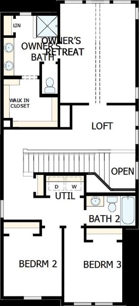 2D floor plan layout of this home in Double Creek Crossing – City Home Series, Round Rock, TX (Image 3).