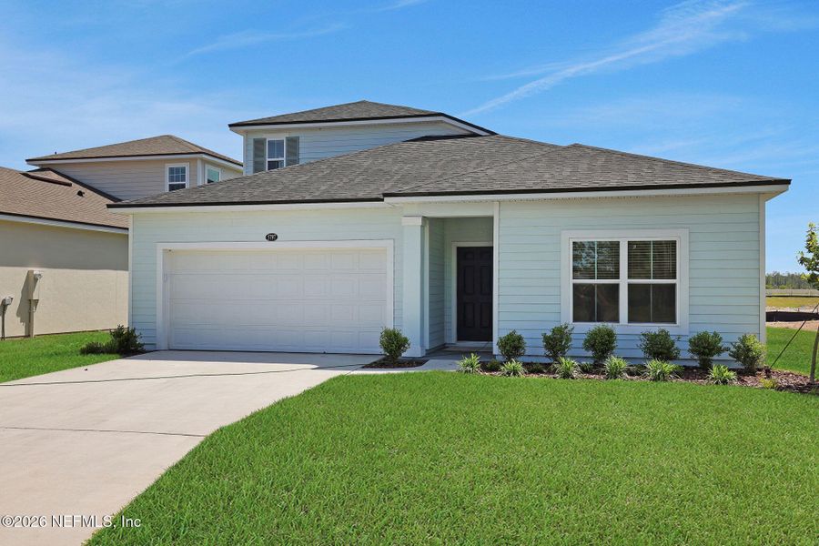 Front exterior of a new home in Diamond Springs, Jacksonville, FL, highlighting curb appeal (Image 23).