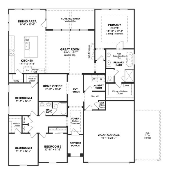 2D floor plan layout for the Barcelona by K. Hovnanian® Homes in Grand Oaks, Mont Belvieu, TX (Image 3). 2D floor plan layout for the Barcelona by K. Hovnanian® Homes in Grand Oaks, Mont Belvieu, TX (Image 3).