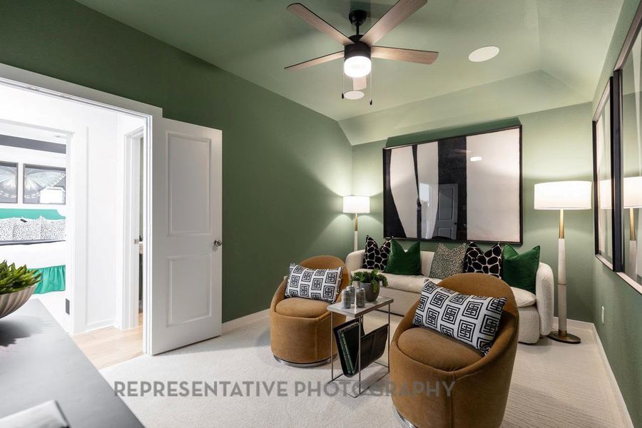 Furnished interior view inside a new home in Pomona: 42ft. lots, Manvel (Image 26).