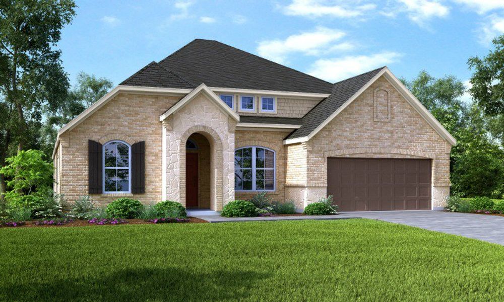 Representative exterior photo of a completed home built from the Fredericksburg by Beazer Homes in Amira: Hilltop Collection, Tomball, TX (Image 18).