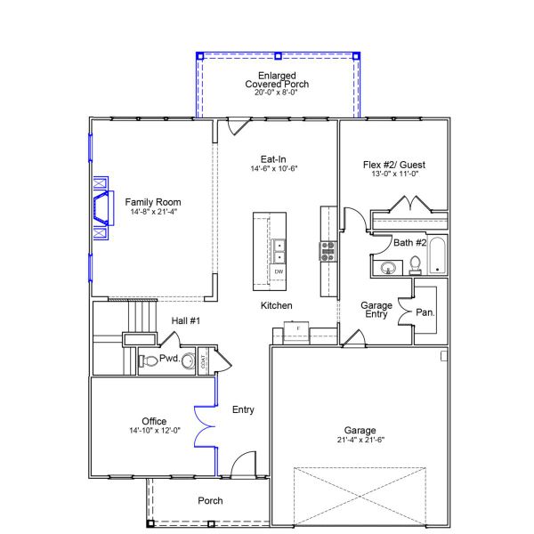 2D floor plan layout of this home in Hanes Lake, Winston-Salem, NC (Image 2).