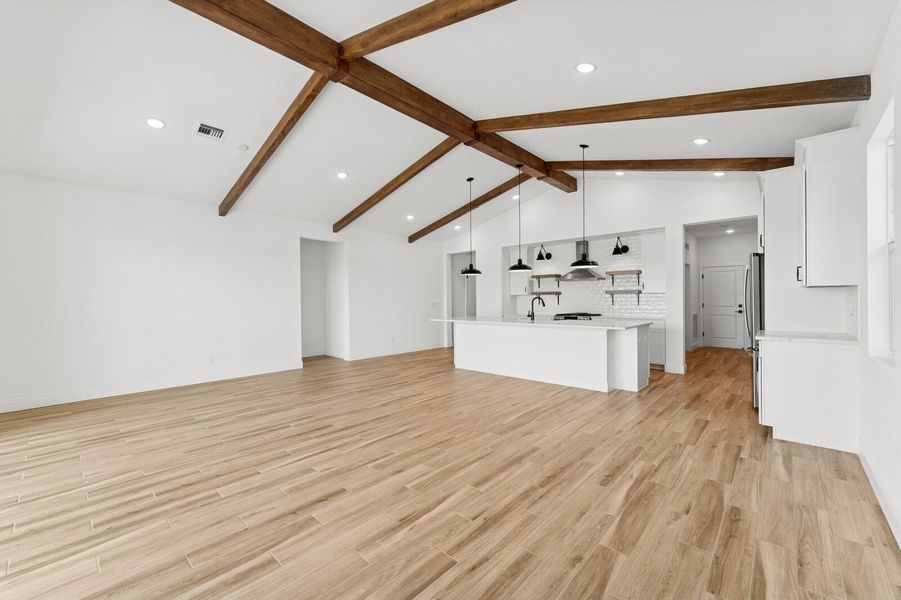 Kitchen, Great Room and Dining Area