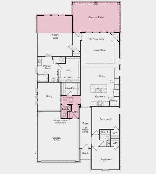 Floor Plan - Additional Highlights Include: Extended primary suite/covered outdoor living and half bath in place of coat closet Floor Plan - Additional Highlights Include: Extended primary suite/covered outdoor living and half bath in place of coat closet