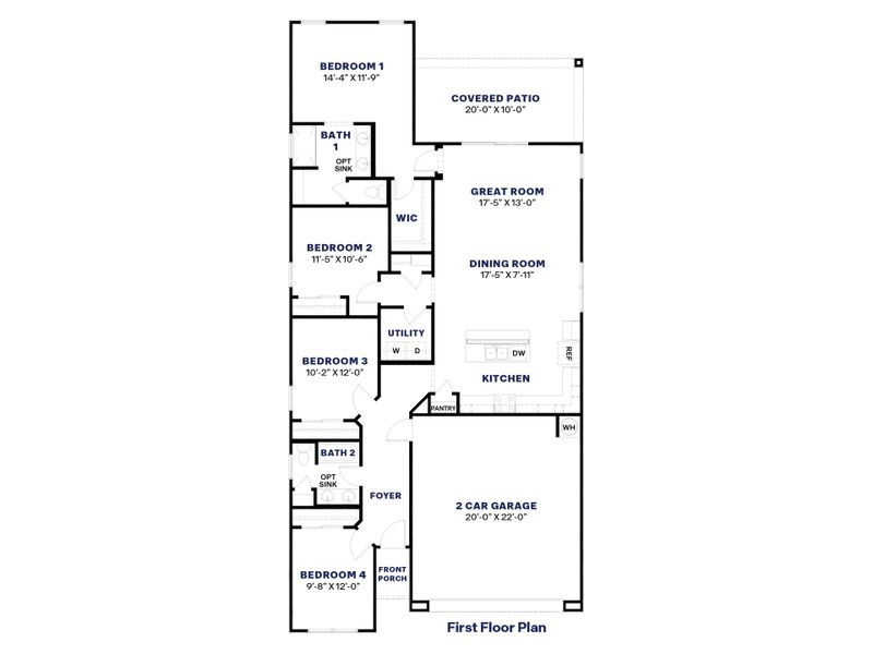 2D floor plan layout for the Palo Verde by D.R. Horton in Rio Rancho Estates, Surprise, AZ (Image 3).