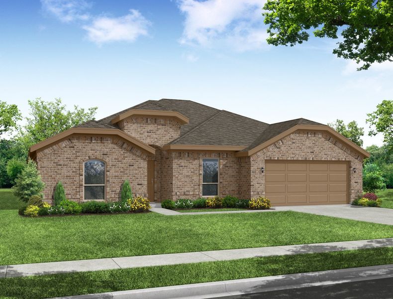 Representative exterior photo of a completed home built from the Walden II by Impression Homes in Mountain Valley Lake, Burleson, TX (Image 4). Representative exterior photo of a completed home built from the Walden II by Impression Homes in Mountain Valley Lake, Burleson, TX (Image 4).