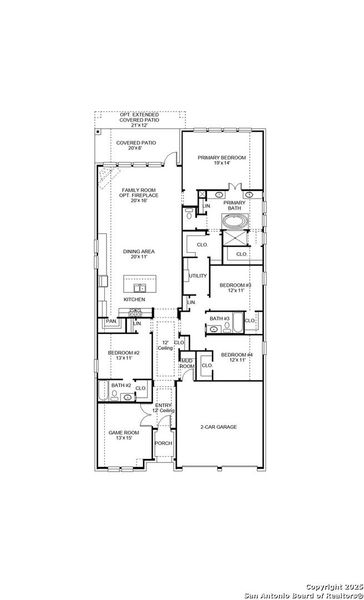 2D floor plan layout of this home in Arcadia Ridge 50', San Antonio, TX (Image 2).