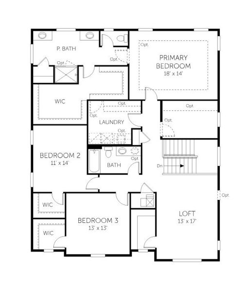 2D floor plan layout for the Conifer - 50' Homesites by Dream Finders Homes in Farmstead, Berthoud, CO (Image 4).