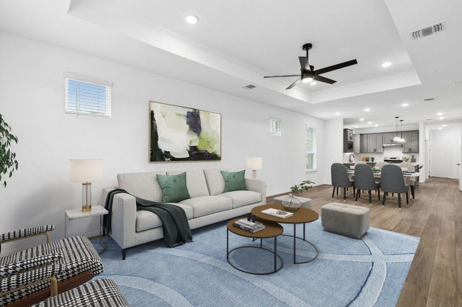 Furnished interior view inside a new home in Del Webb in Chambers Creek, Willis (Image 11).