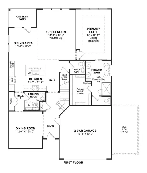 2D floor plan layout for the Omaha by K. Hovnanian® Homes in Grand Magnolia, Magnolia, TX (Image 3). 2D floor plan layout for the Omaha by K. Hovnanian® Homes in Grand Magnolia, Magnolia, TX (Image 3).