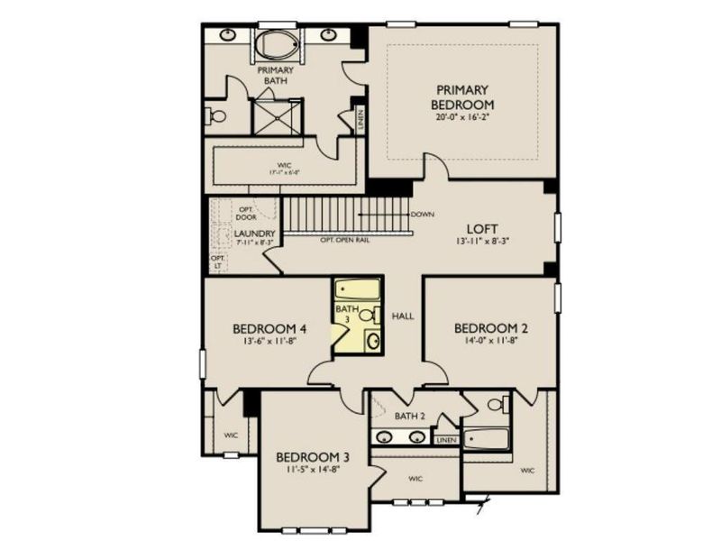 2D floor plan layout of this home in Arbors at Richland Creek, Buford, GA (Image 3).