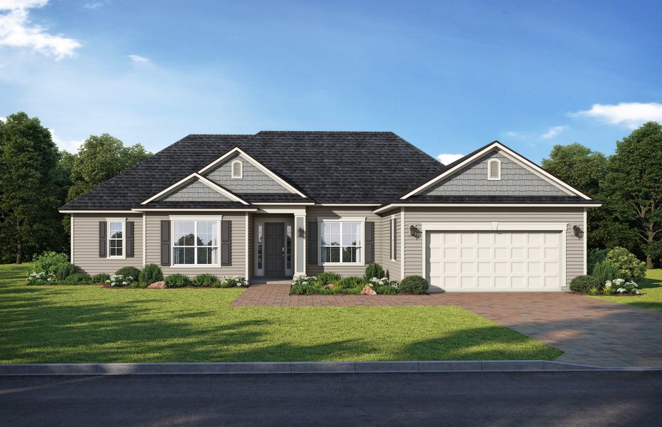 Representative exterior photo of a completed home built from the Sandpiper by SEDA New Homes in Katie Cove, Jacksonville, FL (Image 2). Representative exterior photo of a completed home built from the Sandpiper by SEDA New Homes in Katie Cove, Jacksonville, FL (Image 2).