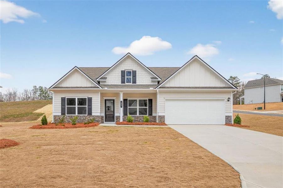 Front exterior of a new home in Jones Ridge, Dallas, GA, highlighting curb appeal (Image 25).