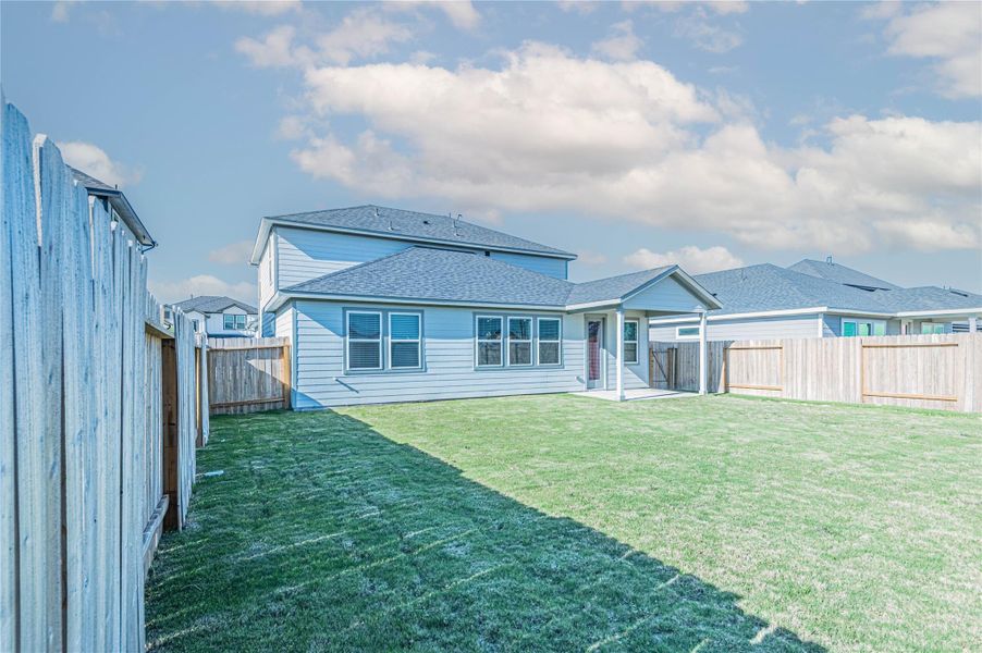 Exterior details and patio area of a home in Mason Woods 50s, Cypress (Image 14).