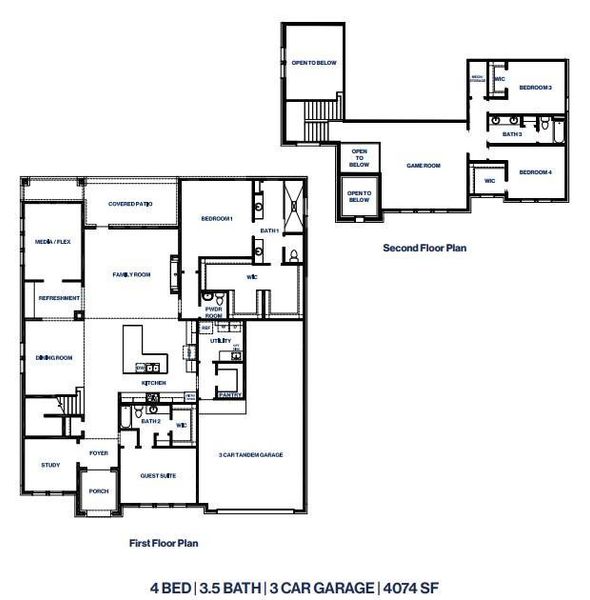 2D floor plan layout of this home in Butlers Bend Estates, Pinehurst, TX (Image 2).