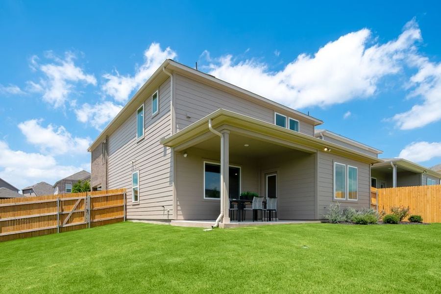 Representative exterior photo of a completed home built from the Osprey by Taylor Morrison in Longview 40s, Del Valle, TX (Image 23). Representative exterior photo of a completed home built from the Osprey by Taylor Morrison in Longview 40s, Del Valle, TX (Image 23).
