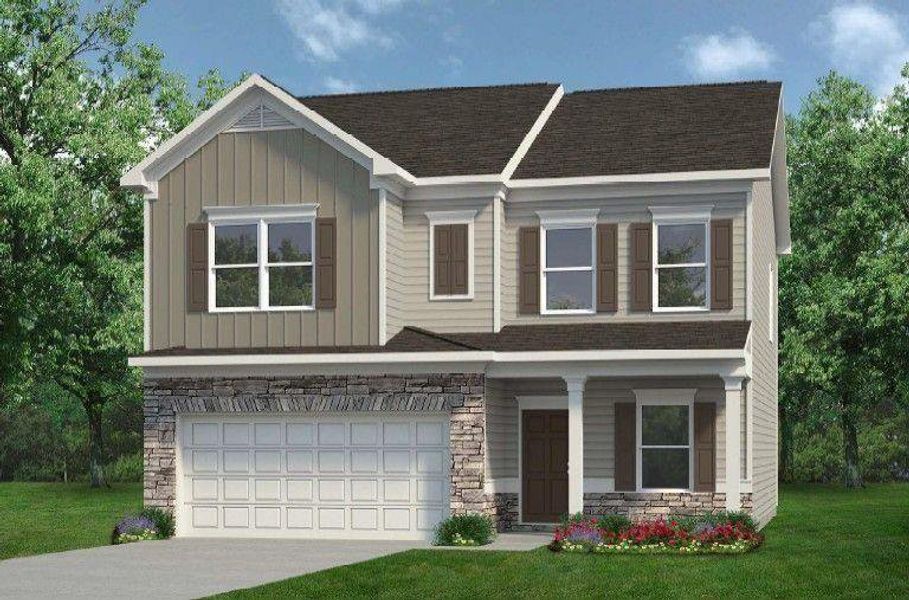 Front exterior of a new home in Oakmont, Dallas, GA, highlighting curb appeal (Image 1). Front exterior of a new home in Oakmont, Dallas, GA, highlighting curb appeal (Image 1).