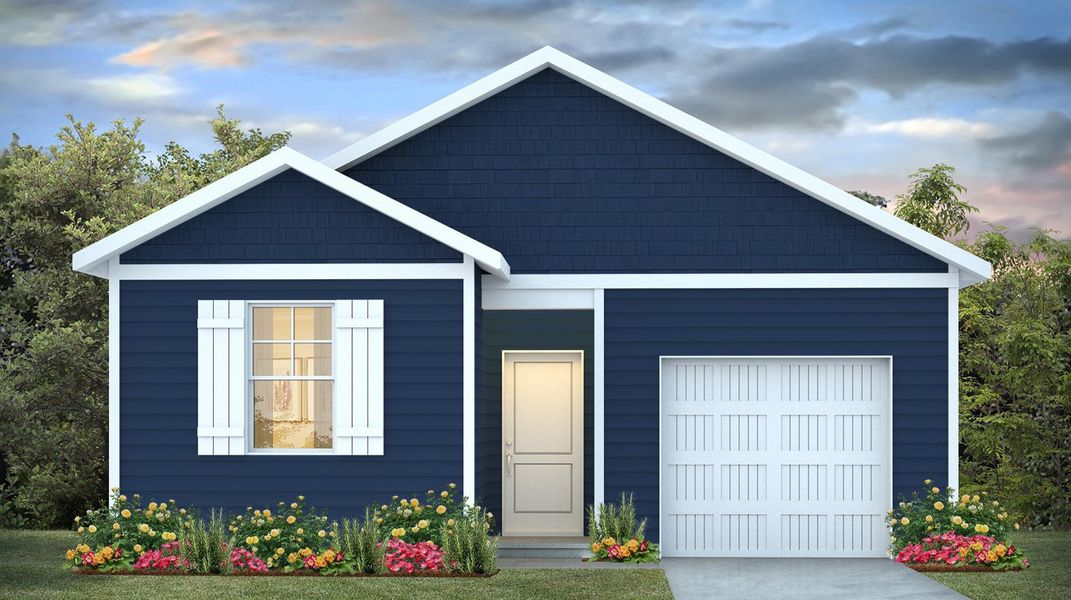 Front exterior of a new home in Hunter's Branch, Hopkins, SC, highlighting curb appeal (Image 1). Front exterior of a new home in Hunter's Branch, Hopkins, SC, highlighting curb appeal (Image 1).