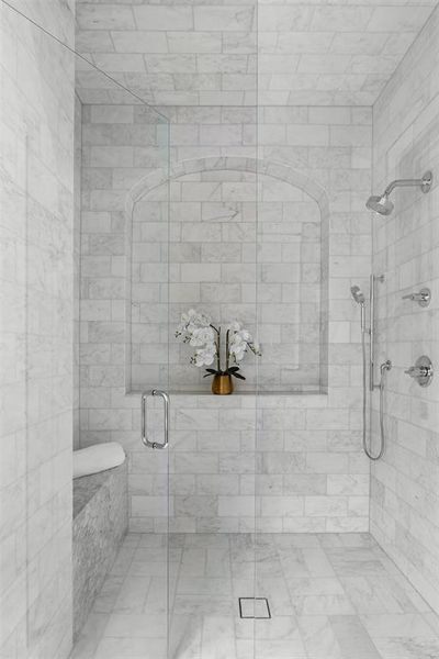 Full bath with a shower stall Full bath with a shower stall