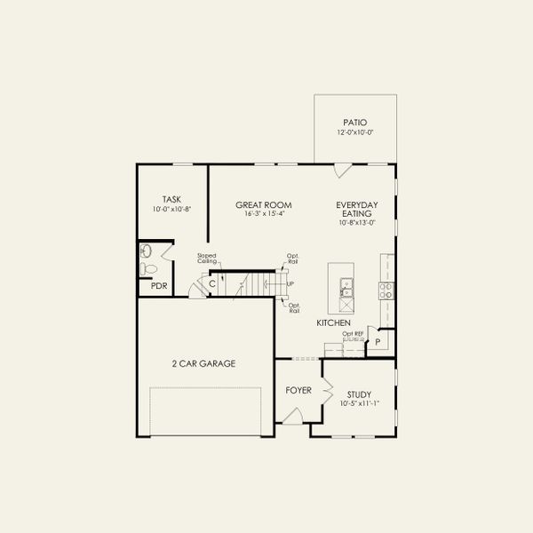 2D floor plan layout for the Hampton by Pulte Homes in Michaux Gardens, Belmont, NC (Image 4). 2D floor plan layout for the Hampton by Pulte Homes in Michaux Gardens, Belmont, NC (Image 4).