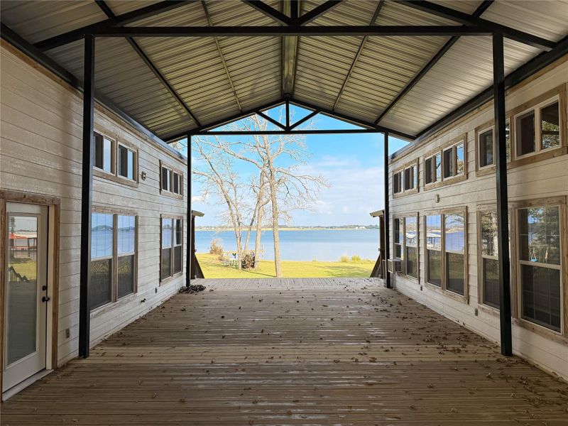 Expansive covered deck-breeze way Expansive covered deck-breeze way