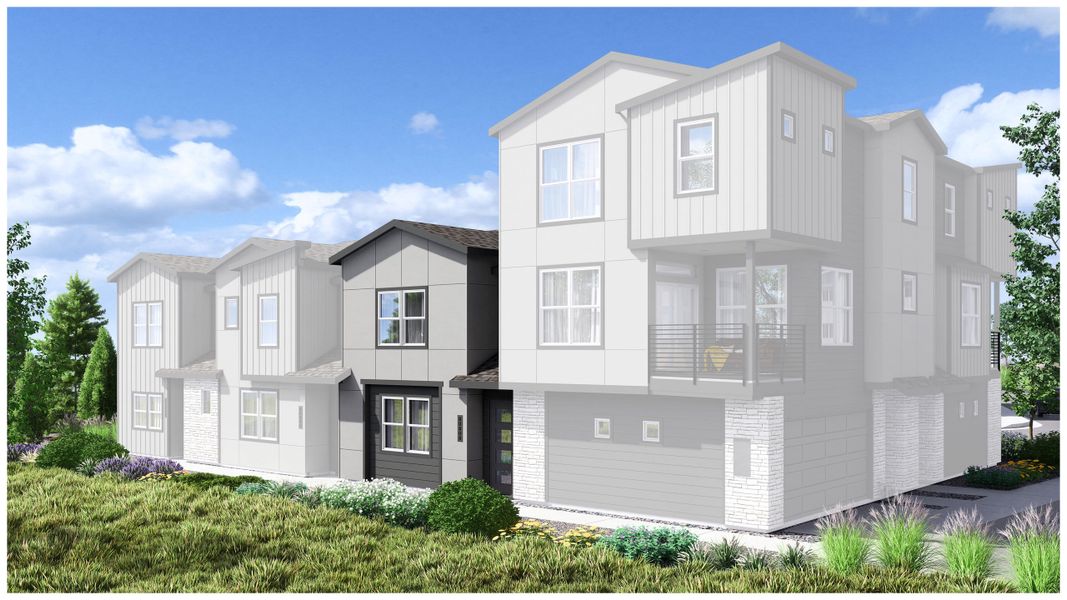 Representative exterior photo of a completed home built from the Sean by Lokal Homes in The Vistas at West Mesa, Colorado Springs, CO (Image 1).