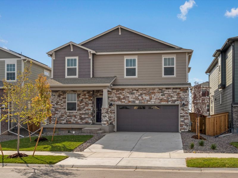 The Bergamot floorplan exterior image taken at a Meritage Homes community in Brighton, CO.