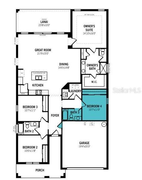 2D floor plan layout of this home in Windwater, Parrish, FL (Image 3).