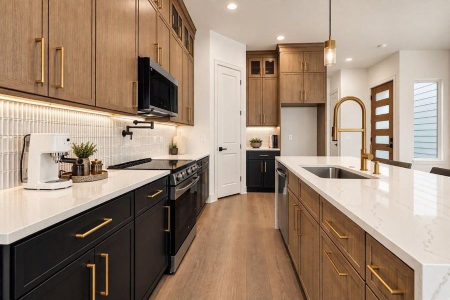 Floor to ceiling stunning white oak open concept kitchen!