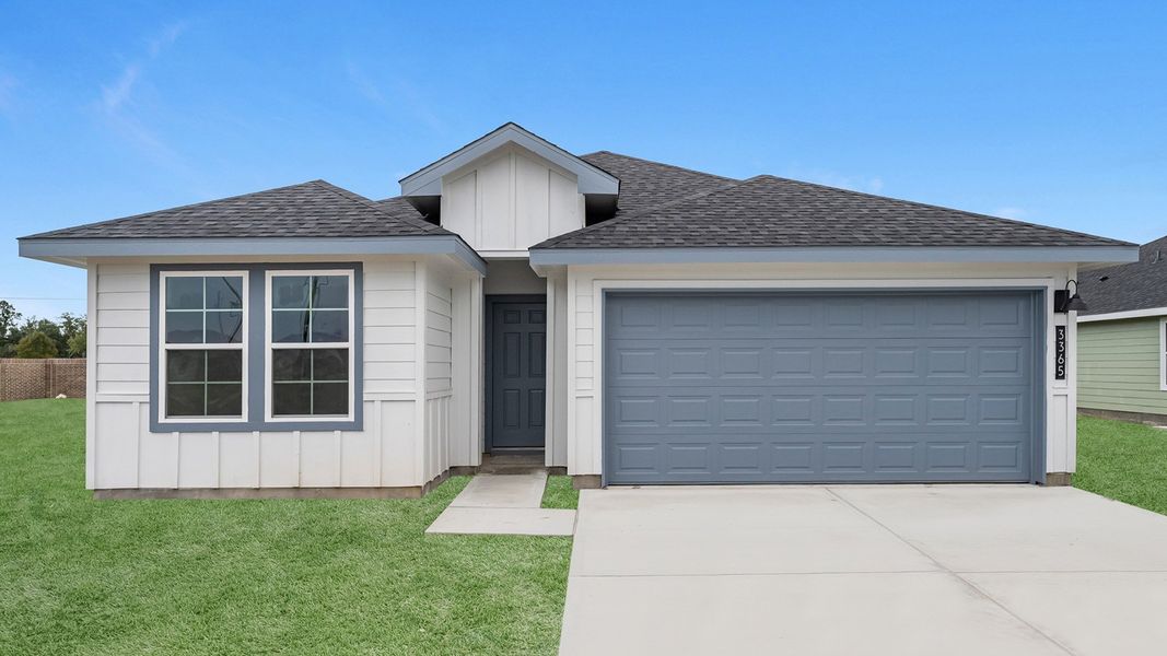 Front exterior of a new home in Reserve at Mallard Lakes, Orange, TX, highlighting curb appeal (Image 1). Front exterior of a new home in Reserve at Mallard Lakes, Orange, TX, highlighting curb appeal (Image 1).